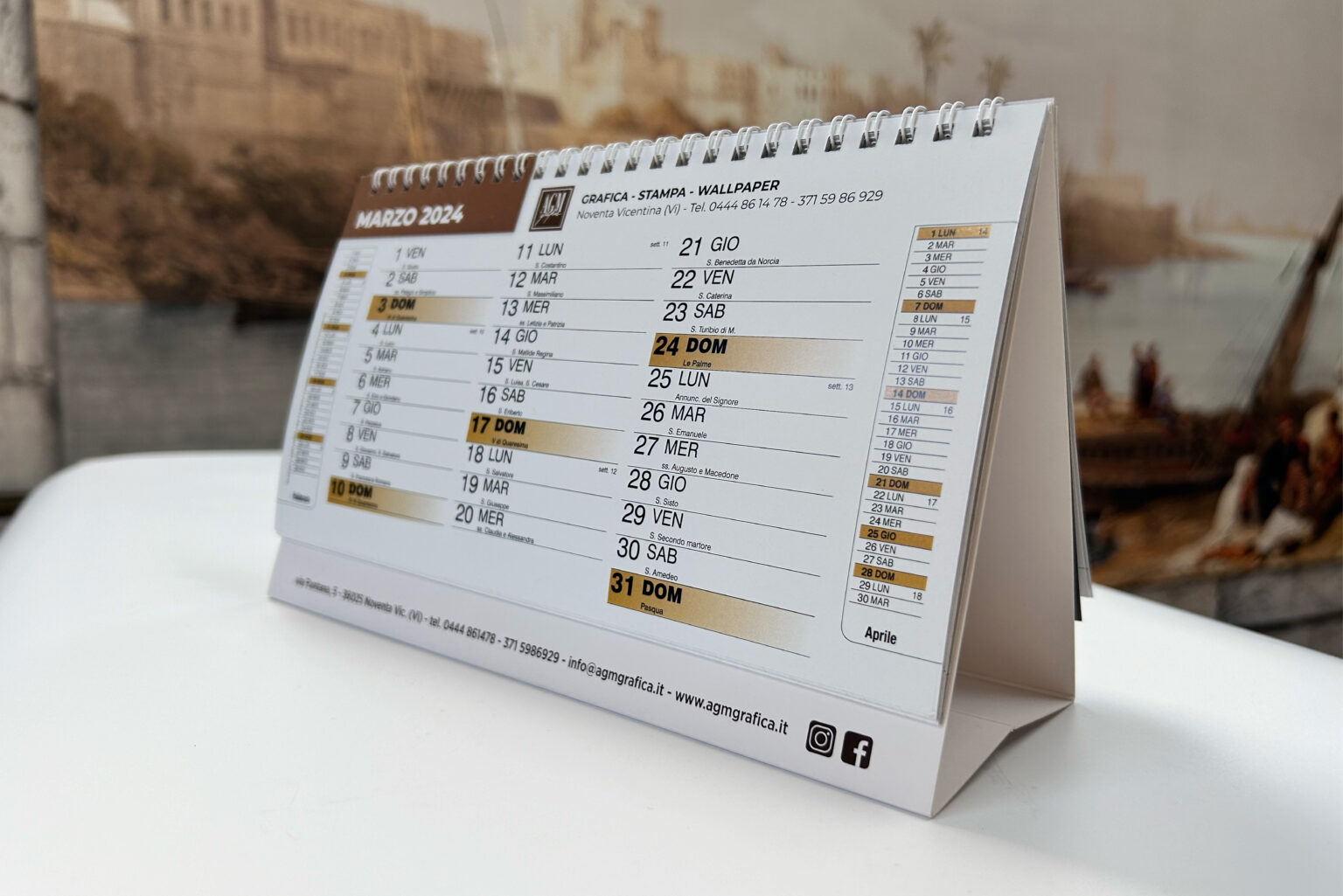 Calendario da ufficio rappresentativo della stampa digitale
